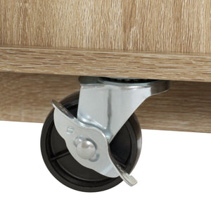 English Elm K&K Fluted Kitchen Island with Extendable Dining Table, Art Deco Mid-Century Design, Built-In Power Hub, Gold Handle Natural N707S000018Y