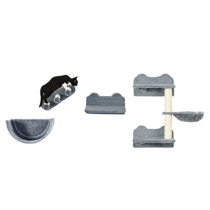English Elm Pawhut Wall Mounted Cat Climbing Set with Hammock Perches Scratching Post and Plush Nest W2225P229506