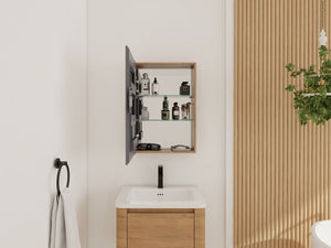 English Elm 20'' Wall Mounted Bathroom Medicine Cabinet with Mirror Adjustable Shelves Plywood W999P470282