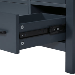 English Elm 36" Blue Bathroom Vanity with Ceramic Sink, 5 Drawers & Soft-Close Doors, Solid Wood Modern Storage N729P183735C