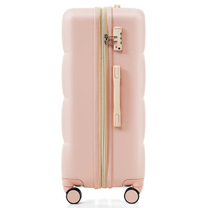 English Elm Luggage 3 Piece Abs Hard Shell Set with Usb Port Cup Holder and Spinner Wheels Pink N726P170956P