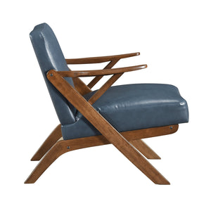 English Elm Brown Solid Rubberwood Frame Accent Chair with Brown Faux Leather Upholstery, Cozy Modern Living Room Seat Blue,Brown 26 L x 25.25 W x 12.5 H B011P287475