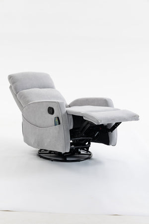 English Elm Short Plush Swivel Recliner Armchair with 360 Degree Rotation for Living Room Grey W547P437355