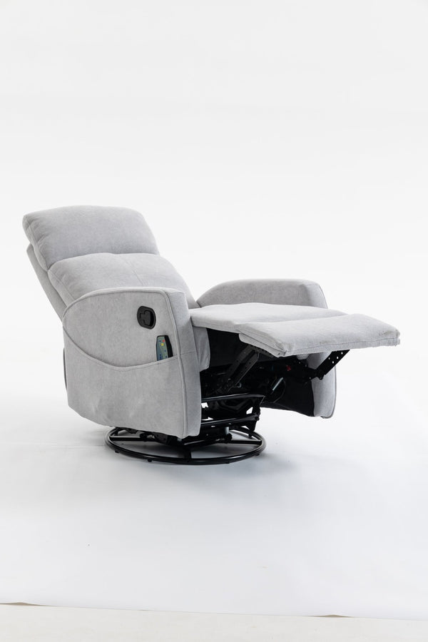 English Elm Short Plush Swivel Recliner Armchair with 360 Degree Rotation for Living Room Grey W547P437355