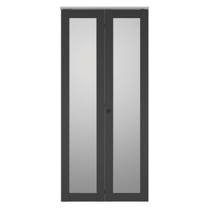 English Elm 30 in Matte Mdf Bi-fold Door with Frosted Glass Panels Hardware and Handle Included B2763P483221