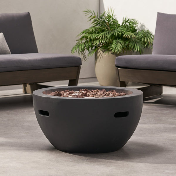 English Elm 27" Mgo Bowl Fire Pit 40000 Btu Propane Concrete Finish Outdoor Patio Focal Point N772P401888B
