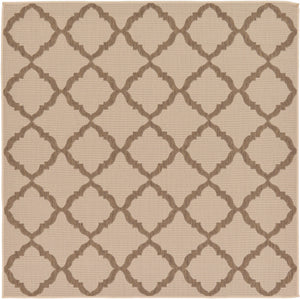Unique Loom Outdoor Trellis Raised Trellis Machine Made Geometric Rug Beige, Beige/Brown 6' 1" x 6' 1"