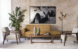 Sunpan Neymar Lounge Chair - Luxurious Italian Leather in Linea Light Grey with Dark Oak Frame, Timeless Design