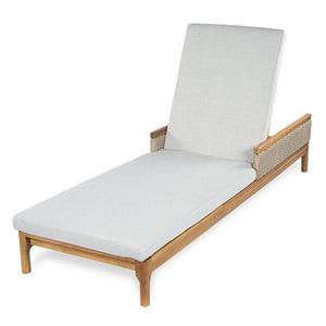 English Elm Solid Acacia Wood Outdoor Chaise Lounger Wicker Armrests Four Position Poolside N762P392954E
