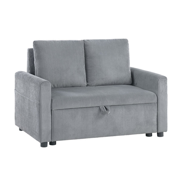 English Elm Corduroy Loveseat With Convenient Storage & Side Pocket - Soft Gray Upholstery For Cozy Spaces B016P407475