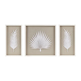 Sabal Coastal Framed Rice Paper Palm Leaves 3-piece Shadowbox Wall Decor Set