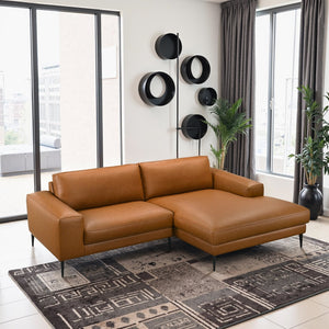 English Elm Easley Vegan Leather L-shaped Sectional Sofa with Chaise Mid-century Living Room B183S00202
