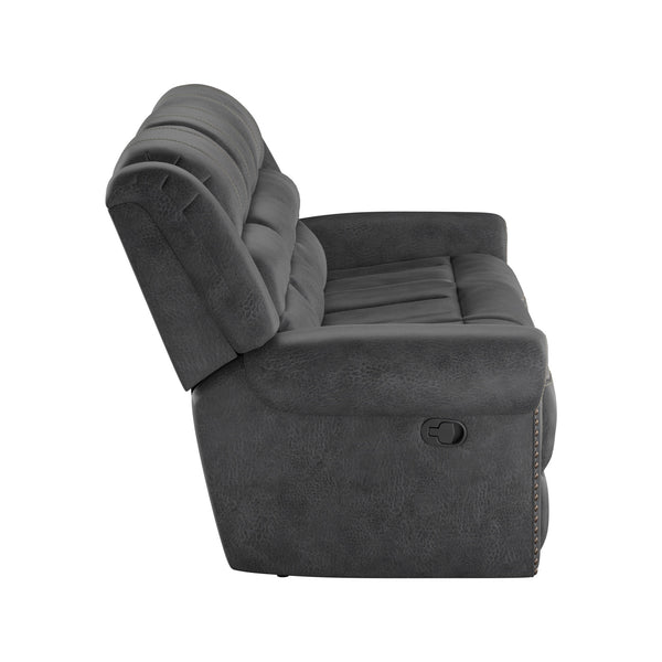 English Elm Wallace & Bay - Gray Reclining Sofa with Slate Gray Fabric, Traditional Style, Easy-Care Comfort & Plush Support B361P384419