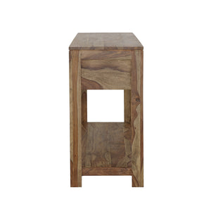 English Elm Tucker Sheesham 3-Drawer Console Table in Natural Finish with Lower Shelf, Timeless Organic Grain Storage B062P331109