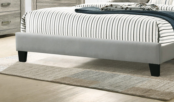 English Elm 1pc Eastern King Size Bed Gray Vertical Tufted Polyfiber Headboard Platform Slatted Frame Durable Modern Elegance B011P243675