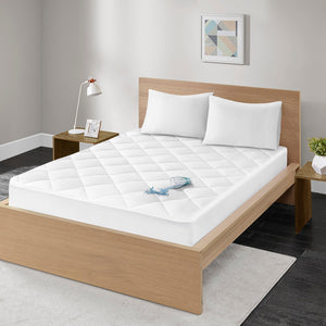 Madison Park Quiet Nights Casual 300 Thread Count Cotton Sateen Waterproof Mattress Pad BASI16-0249 White