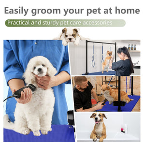 English Elm 47'' Foldable Dog Grooming Table X-lift Adjustable Height Station with Arm Noose Organizer W3587P358751