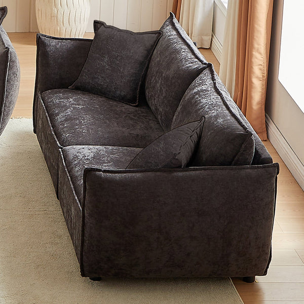 English Elm MH88" Convertible sleeper sofa with chenille upholstery, plush padded seats, rolled arms, 2 pillows Black W1193S00106