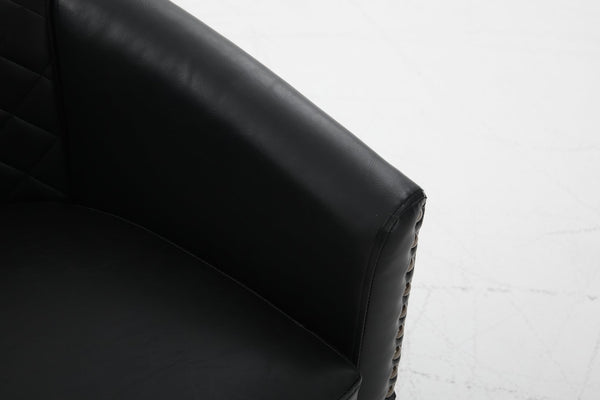 English Elm chair Quilted Diamond-Back Accent Chair with Nailhead Trim, Soft Tactile Upholstery & Solid Wood Legs Black PU W3515P326999