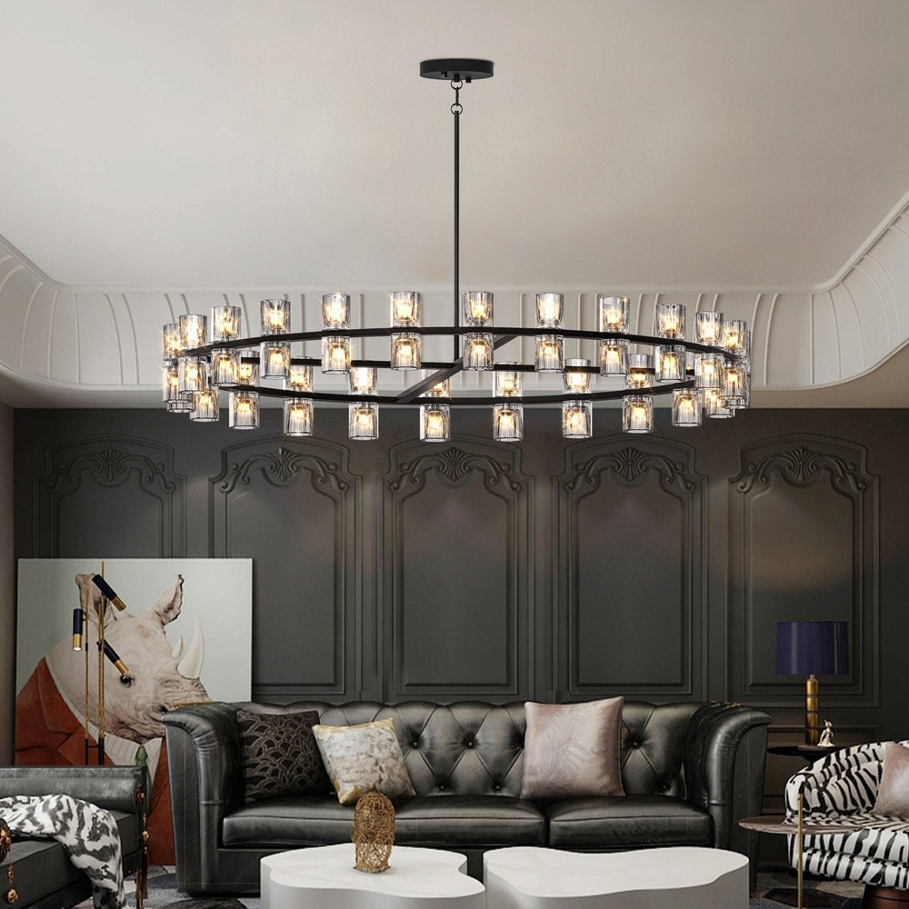 English Elm 48 Luxury Crystal Chandelier 50x50 Modern Black Ceiling Light G4 LED Warm White 144W Equivalent W2312P368694