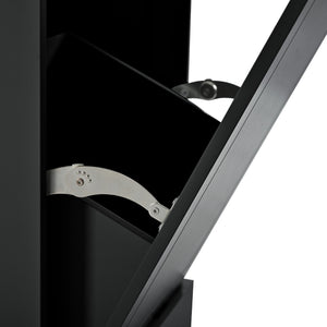 English Elm K&K Fluted Kitchen Island Cart with Tilt-Out Trash, Charging Station, Hidden Wheels & Ample Storage Black N707P221571B