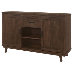 English Elm McCall Brown Oak 2-Door Server with Drawer, Rustic Farmhouse Sideboard 59" Wide, Felt-Lined Top B062P358301