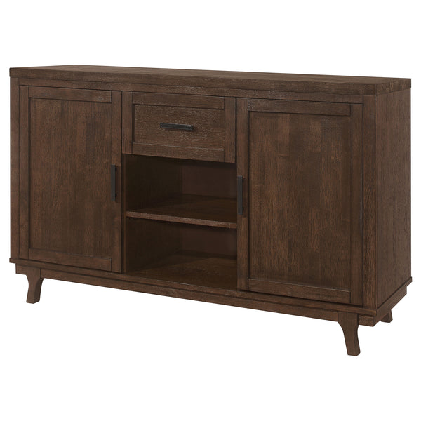 English Elm McCall Brown Oak 2-Door Server with Drawer, Rustic Farmhouse Sideboard 59" Wide, Felt-Lined Top B062P358301