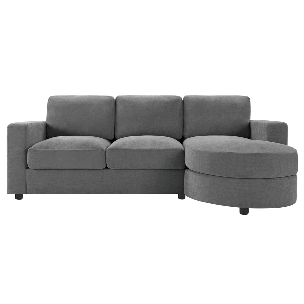 English Elm Modern L-Shaped Sectional Sofa With Curved Chaise, Usb Ports & Storage, Soft Chenille, Grey Finish N719S002170E