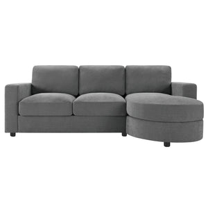 English Elm Modern L-Shaped Sectional Sofa With Curved Chaise, Usb Ports & Storage, Soft Chenille, Grey Finish N719S002170E