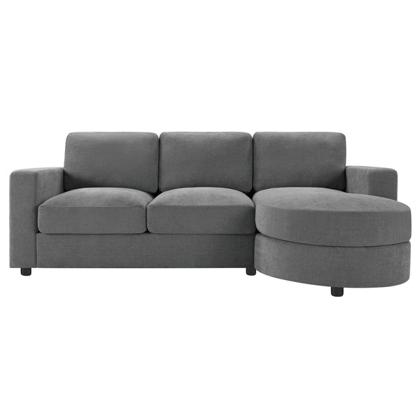 English Elm Modern L-Shaped Sectional Sofa With Curved Chaise, Usb Ports & Storage, Soft Chenille, Grey Finish N719S002170E