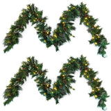 Christopher Knight Home® - Noble House - - 2-Packed 9'X10'' Cashmere And Snow Bristle Garland With 20 Pine Cones And With 50 Warm White Led Lights With Timer-Battery Operated-Outdoor,160 Tips