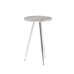 16" 3-Leg Glam Side Table Grey UV Marble, Chrome, Faux Grey Vein Cut Marble TLLL8KGVCR Walker Edison