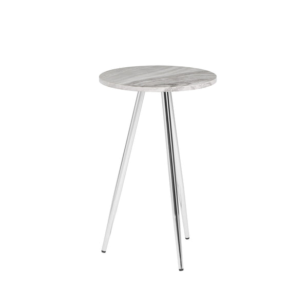 16" 3-Leg Glam Side Table Grey UV Marble, Chrome, Faux Grey Vein Cut Marble TLLL8KGVCR Walker Edison