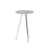 16" 3-Leg Glam Side Table Grey UV Marble, Chrome, Faux Grey Vein Cut Marble TLLL8KGVCR Walker Edison