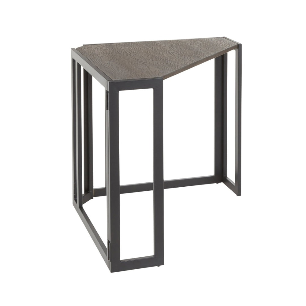 English Elm Roman L-shaped Corner Desk with Espresso Bamboo Top and Black Powder-coated Steel Frame B202P223961