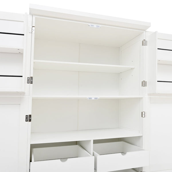 English Elm [assembly Included] Topmax Shaker Pantry Cabinet Tall Mdf Kitchen Storage with Pull-out Trays White SP000099AAK