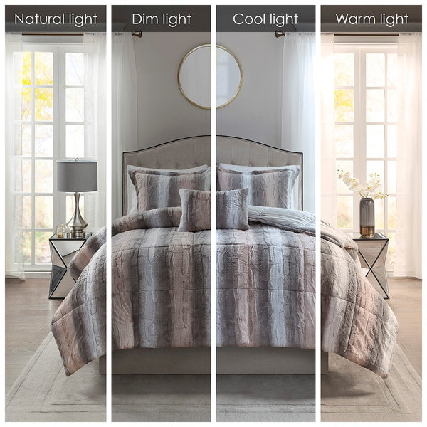 English Elm King Luxurious 4Pc Faux Fur Comforter Set - Ultra-Soft, Hypoallergenic, Machine Washable, Cozy Retreat B03597118