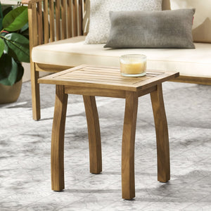 English Elm Selma Solid Acacia Wood Rectangular End Table Weatherproof Grain Finish Patio or Living Room N770P248135N