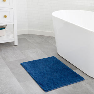 English Elm Linenspa Chenille Bath Mat 17X24 - Soft Navy, Quick-Dry, Non-Slip, Cozy Comfort For Any Space B350P394834