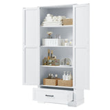 English Elm Tall Bathroom Storage Cabinet, Cabinet With Two Doors and One Drawer, Adjustable Shelf, Mdf Board, White