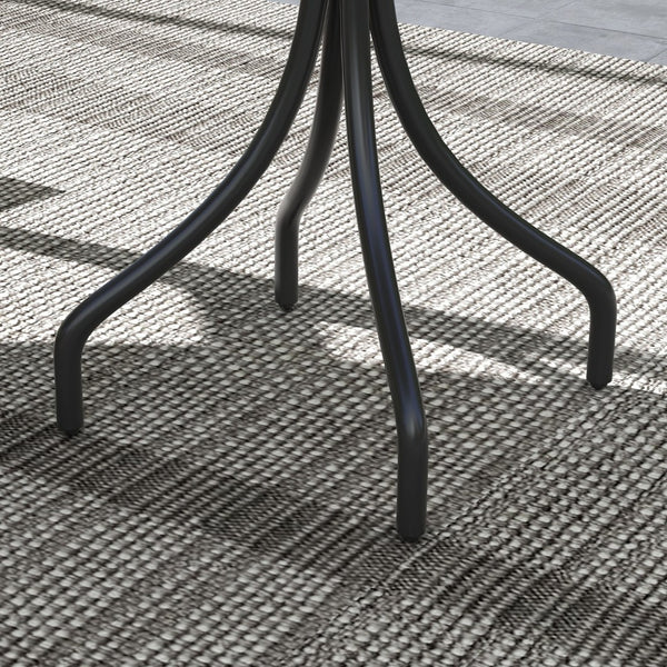 English Elm Outsunny 26" Round Outdoor Side Table - Durable Steel Frame, Slatted Top, Perfect For Patios & Balconies W2225P174465-GIGA