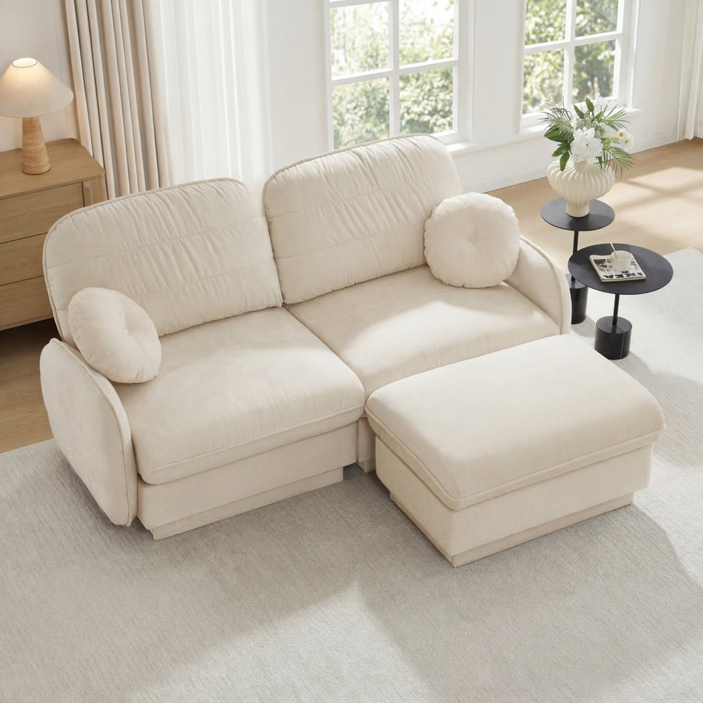 English Elm Chenille Cloud Loveseat with Quilted Back Pillows Deep Seat Comfort for Living Room W714S01748