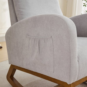 English Elm 27.2"w Wingback Glider Rocker Polyester Nursery Chair with Walnut Rubberwood Base W3188P304602