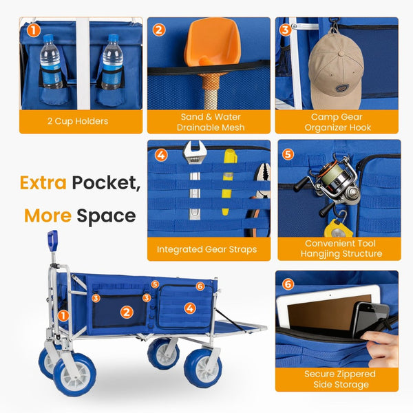 English Elm Beach Wagon with Extendable Tailgate All-terrain Tires and 500 Lb Steel Frame W2932P426706