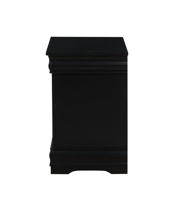 English Elm Louis Louis Philippe nightstand with two smooth-glide drawers, brushed nickel handles, durable dovetail build enhancing bedroom organization Black 27 L x 18 W x 23 H B2726P252726
