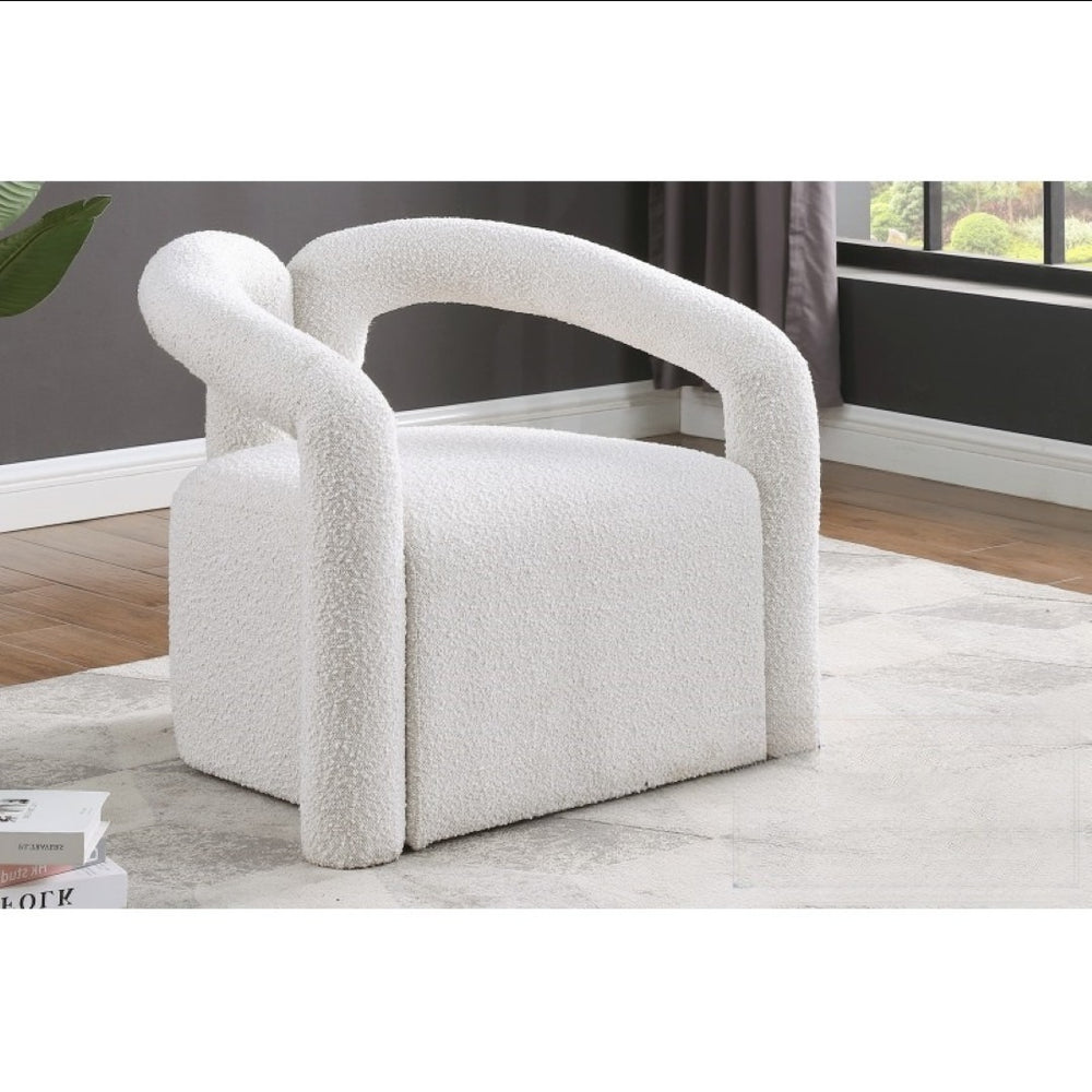English Elm Modern/contemporary Boucle Accent Chair Sculptural Tubular Frame for Living Room Cream B011P426601