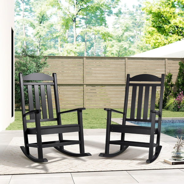 English Elm Hdpe Outdoor Rocking Chair Ergonomic High Back Porch Rocker Weather Resistant Patio W1889P450927