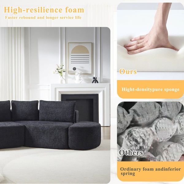 English Elm [video]106.3-inch V-shape Modular Chenille Sectional Sofa with Ottomans for Living Rooms W3505P383965