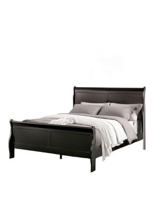 English Elm Black Sleigh Queen Bed with Louis Philippe Style, Curved Headboard & Sturdy Bracket Feet Black 27 L x 55 W x 6 H B2741S00577