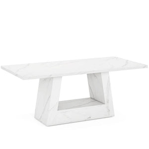 English Elm Spacious Faux Marble Executive Office Desk with Trapezoidal Legs for Modern Workspaces T3971P449349